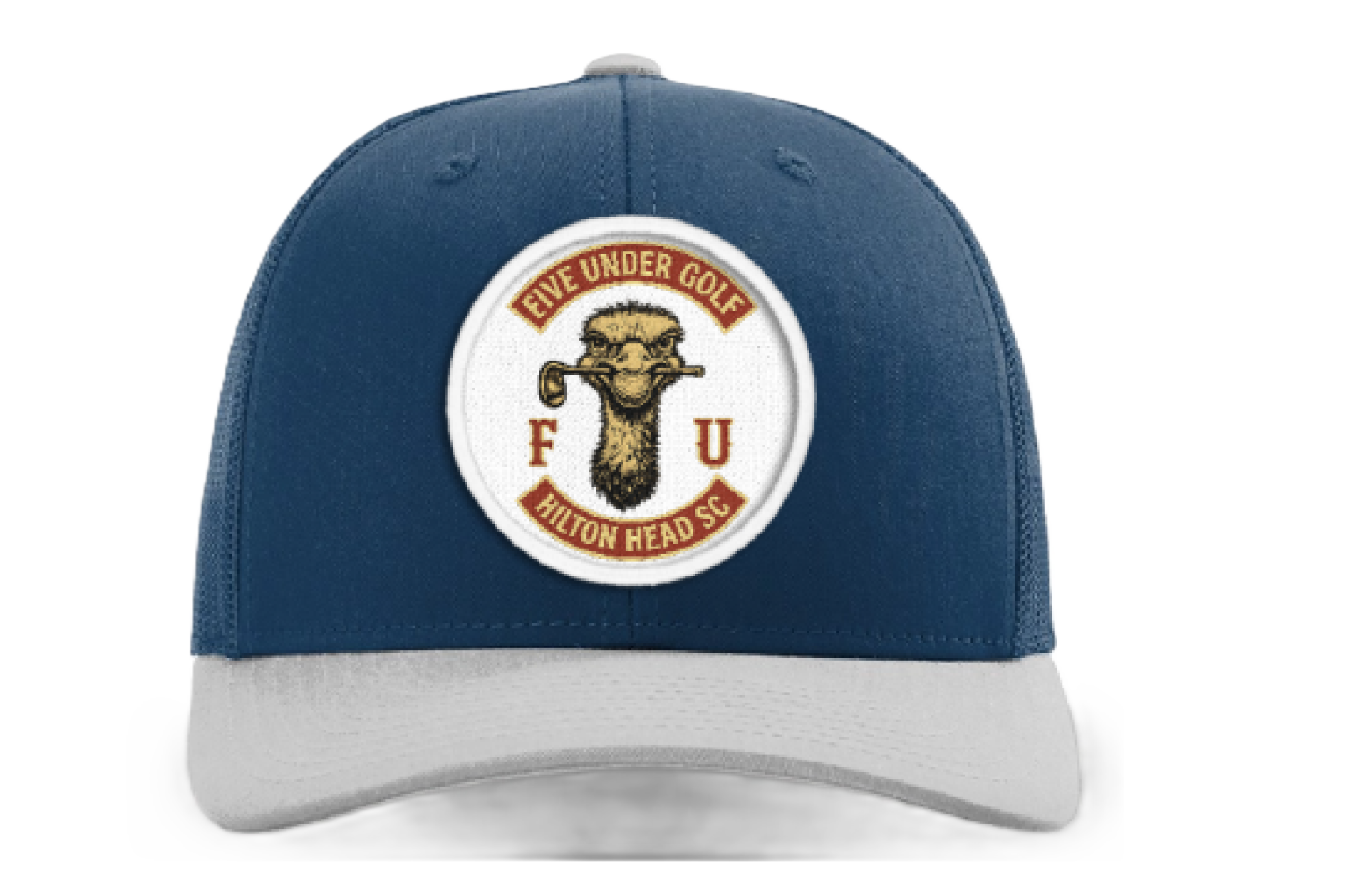 Full Rocker Five Under Golf FU Blue Top and Gray Grim Cap