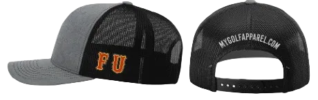Full Rocker Five Under Golf FU Gray and Black Cap